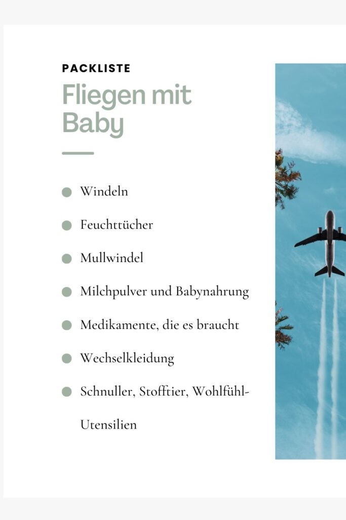Packliste Fliegen mit Baby